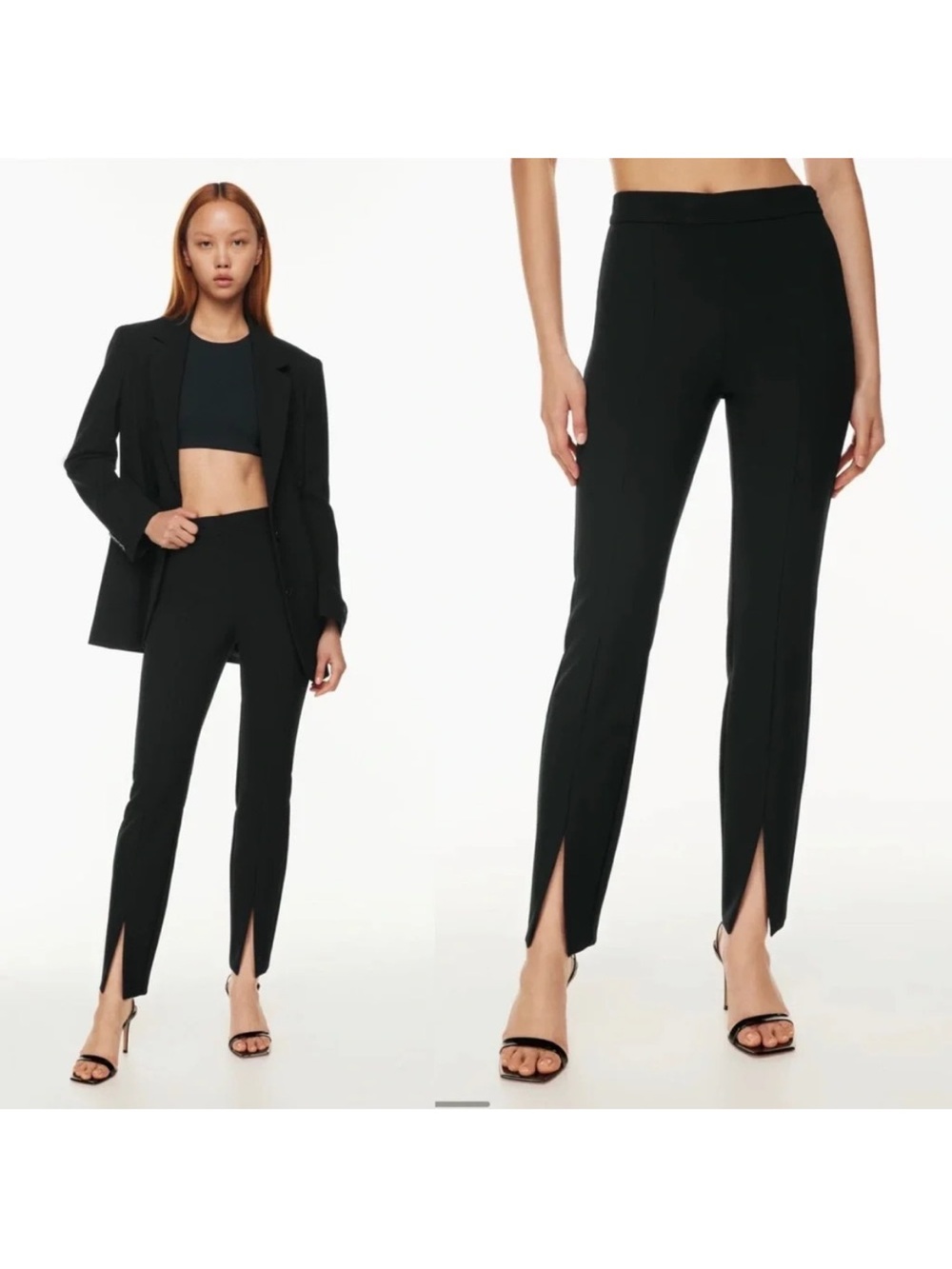 Babaton Straight-Leg Pants with Front Ankle Slits Cassatt Aritzia